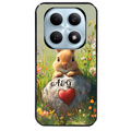 Coque noire taperso pour POCO M8 5G et PRO 5G avec motif lapin et fleurs personnalisee protection antichoc personnalisée