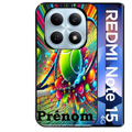 Coque noire taperso pour Redmi Note 15 et PRO PLUS 4G 5G avec motif tennis color personnalisee protection antichoc personnalisée