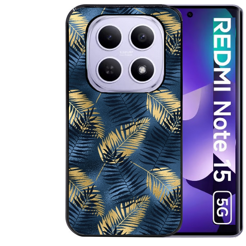 Coque noire taperso pour Redmi Note 15 et PRO PLUS 4G 5G avec motif palmier bleu protection antichoc personnalisée