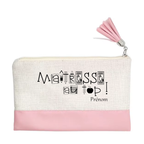 Pochette personnalisée motif maitresse au top en toile et simili cuir personnalisée