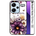 Coque noire taperso pour Redmi Note 13 PRO PLUS 5G avec motif fleur violette personnalisee protection antichoc personnalisée