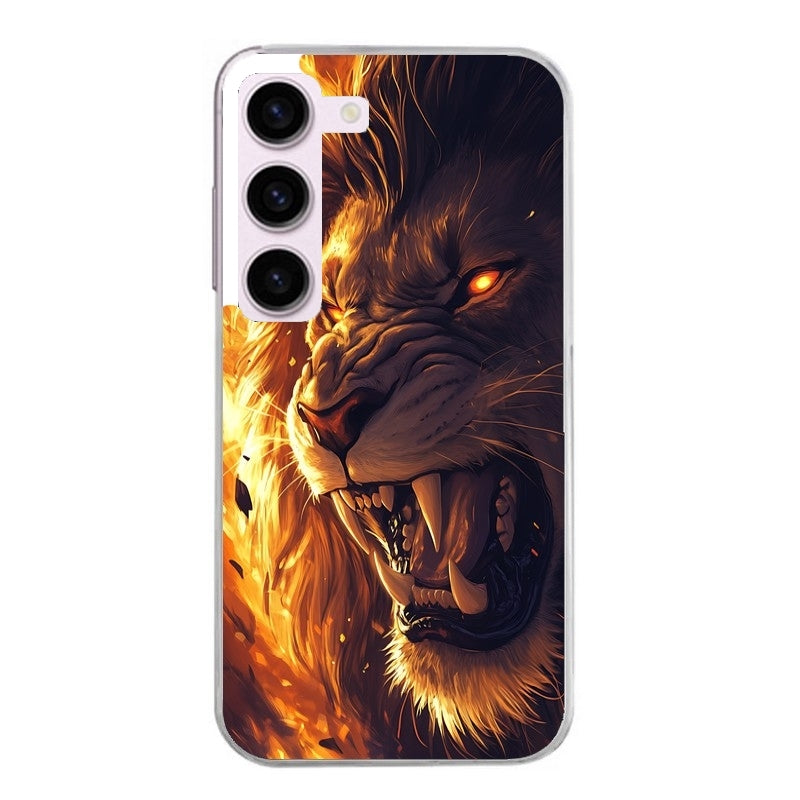 Coque taperso pour Galaxy A13 4G et 5G A23 A53 avec motif lion flamme protection antichoc personnalisée