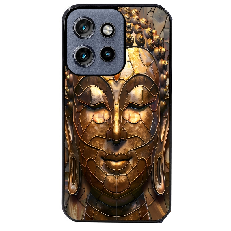 Coque noire taperso pour Moto Edge 60 et Neo Fusion Pro avec motif bouddha et mosaique protection antichoc personnalisée