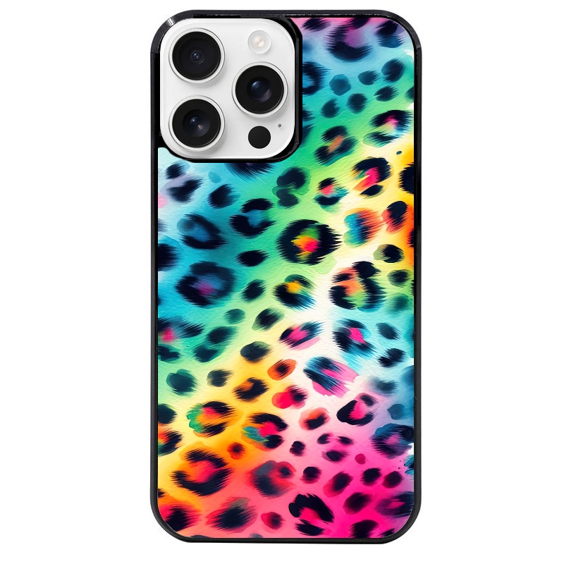 Coque noire taperso pour Iphone 16 16E PLUS MAX PRO avec motif leopard arc protection antichoc personnalisée