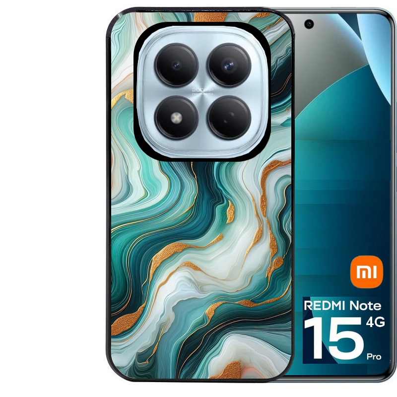 Coque noire taperso pour Redmi Note 15 et PRO PLUS 4G 5G avec motif marbre vert protection antichoc personnalisée