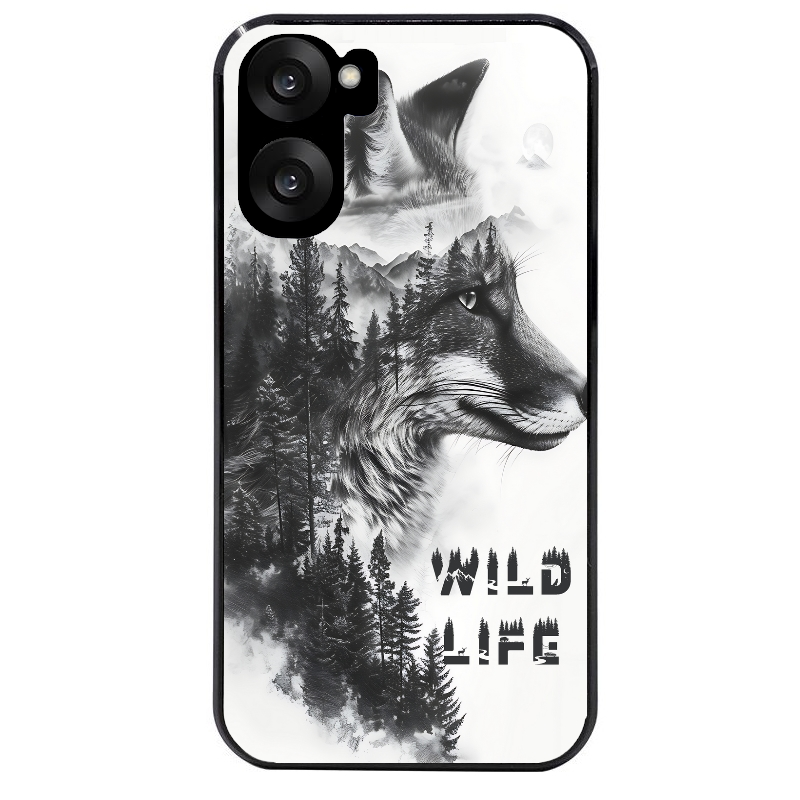Coque noire taperso pour OnePlus Nord CE5 avec motif renard fox wild protection antichoc personnalisée