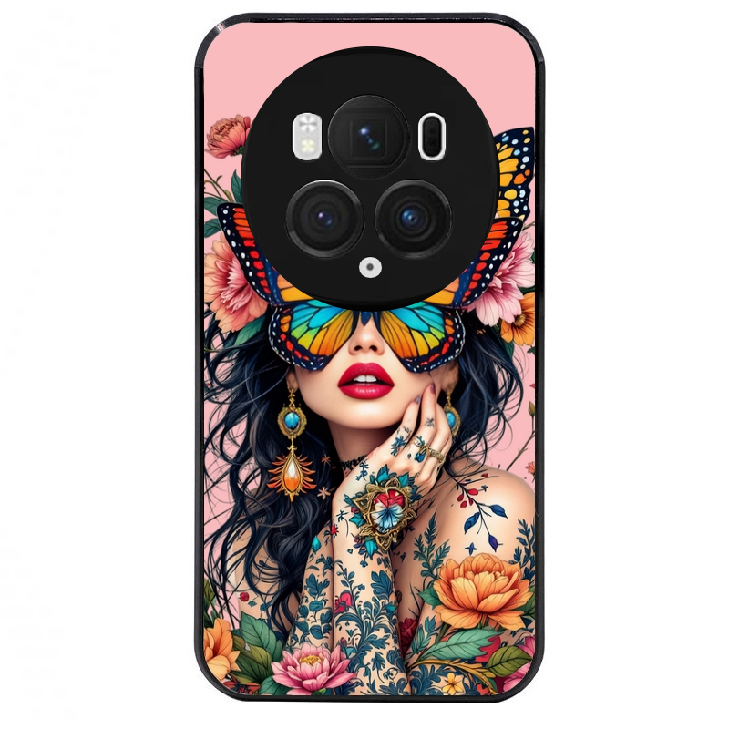 Coque noire taperso pour Magic 5 6 LITE et PRO avec motif femme papillon protection antichoc personnalisée