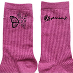 Chaussettes personnalisées paillettes rose motif femme papillon