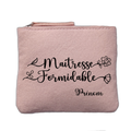 Porte monnaie personnalisé motif maitresse formidable rose clair en feutrine en feutrine