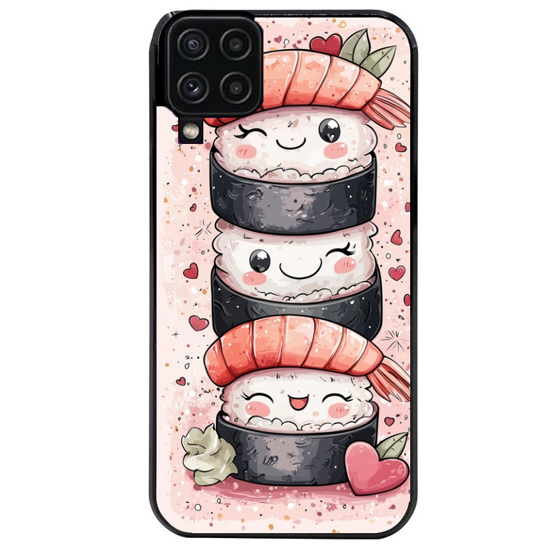 Coque noire taperso pour galaxy A22 A32 A52 A52S 4G 5G  avec motif sushi kawai anime protection antichoc personnalisée