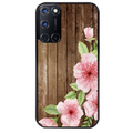 Coque noire taperso pour OPPO A72 4G avec motif bois avec fleur rose protection antichoc personnalisée