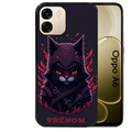 Coque noire taperso pour OPPO A6 A6X 4G et 5G avec motif chat samourai personnalise protection antichoc personnalisée