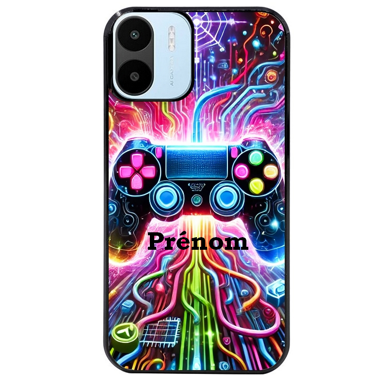 Coque noire taperso pour Redmi A1 et A2 avec motif gamer electro personnalisee protection antichoc personnalisée