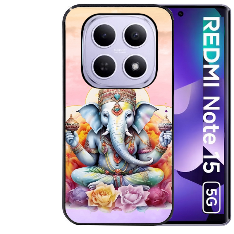 Coque noire taperso pour Redmi Note 15 et PRO PLUS 4G 5G avec motif elephant namaste protection antichoc personnalisée