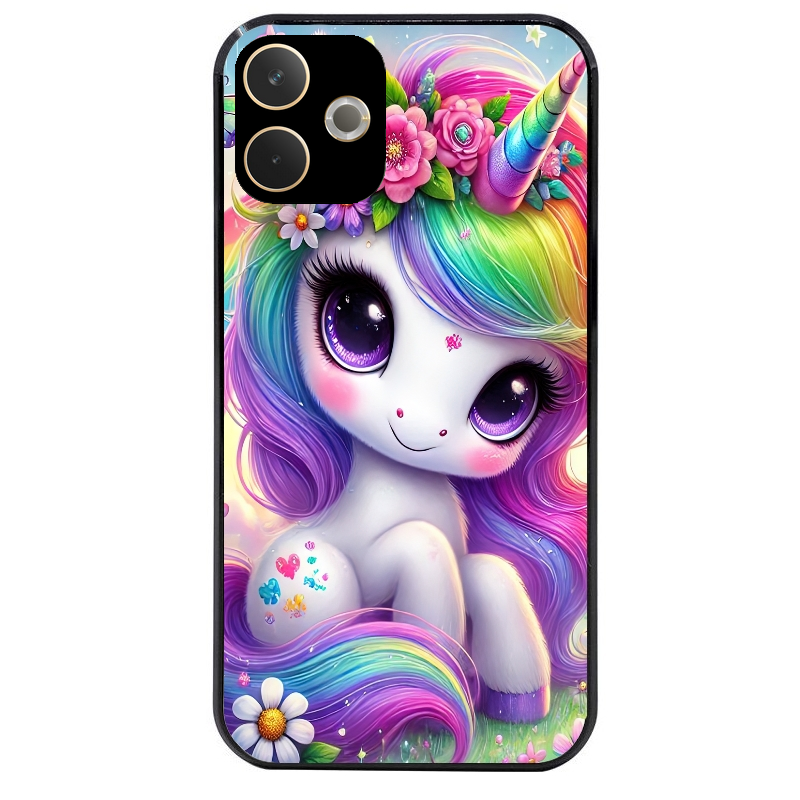 Coque noire taperso pour OPPO A5 PRO 4G et 5G avec motif licorne et fleurs protection antichoc personnalisée