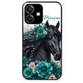 Coque noire taperso pour OPPO A40 avec motif cheval et fleurs personnalisee protection antichoc personnalisée