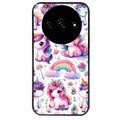 Coque noire taperso pour Redmi A3 avec motif licorne arc en ciel protection antichoc personnalisée