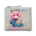 Porte monnaie anime chat  ivoire en feutrine en feutrine ivoire