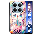 Coque noire taperso pour Redmi Note 15 et PRO PLUS 4G 5G avec motif chat bubble style manga protection antichoc personnalisée