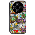 Coque noire taperso pour POCO C75 avec motif tag et graffiti protection antichoc personnalisée