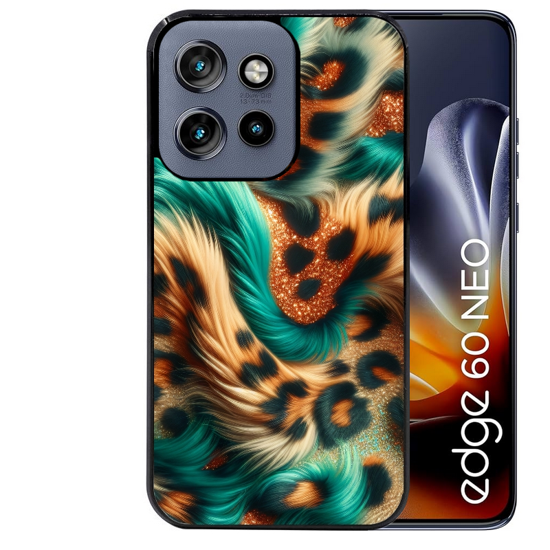 Coque noire taperso pour Moto Edge 60 et Neo Fusion Pro avec motif effet fourrure leopard 3 protection antichoc personnalisée