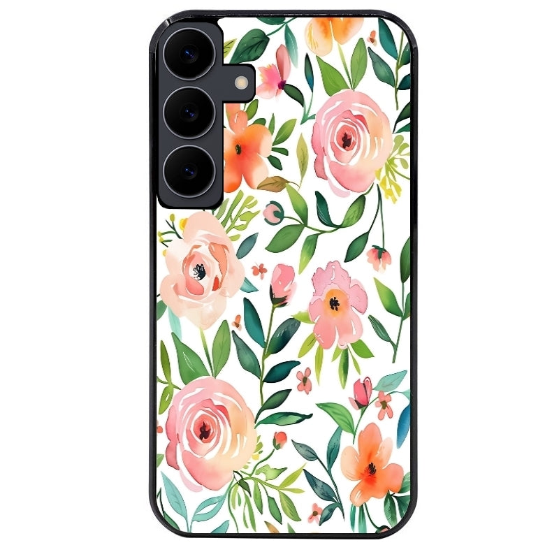 Coque noire taperso pour galaxy A06 A16 A26 A36 A56 avec motif fleur des champs protection antichoc personnalisée