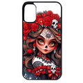 Coque noire taperso pour Moto E13 E14 E15 avec motif tete de mort calavera rouge protection antichoc personnalisée