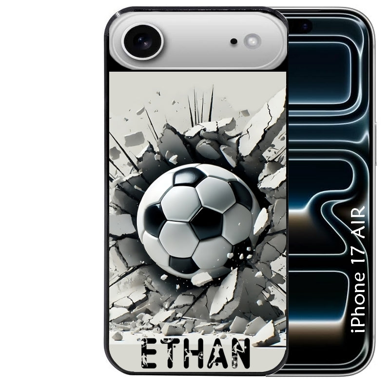 Coque noire taperso pour Iphone 17 17E AIR MAX PRO avec motif foot beton personnalisee protection antichoc personnalisée