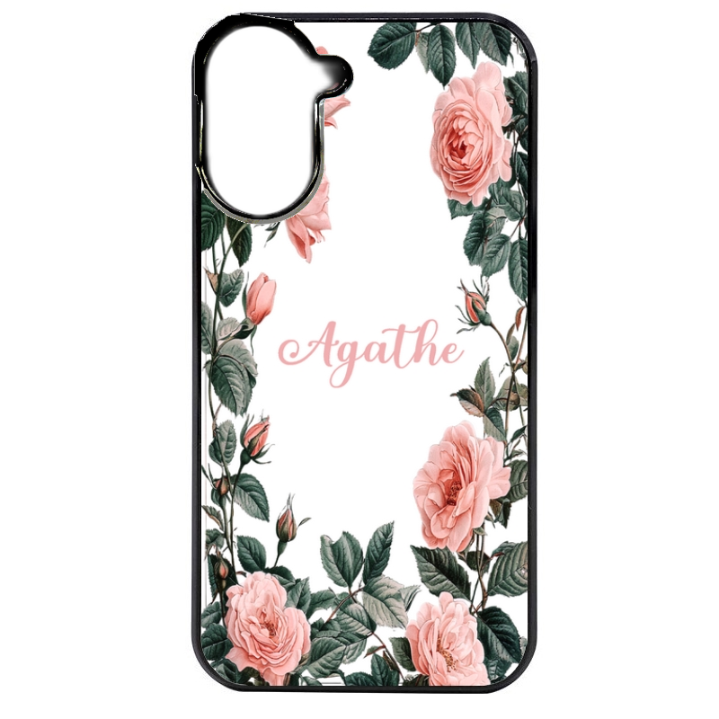 Coque noire taperso pour POCO C71 4G avec motif cadre fleur pastel personnalisee protection antichoc personnalisée