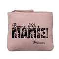 Porte monnaie personnalisé motif mamie bonne fete rose clair en feutrine en feutrine