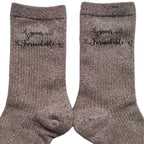 Chaussettes personnalisée paillettes bronze motif soeur formidable