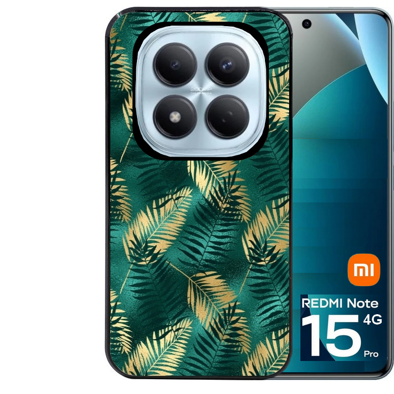Coque noire taperso pour Redmi Note 15 et PRO PLUS 4G 5G avec motif palmier vert protection antichoc personnalisée