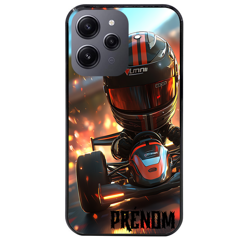 Coque noire taperso pour Redmi 12 4G et 5G avec motif karting f1 personnalisee protection antichoc personnalisée