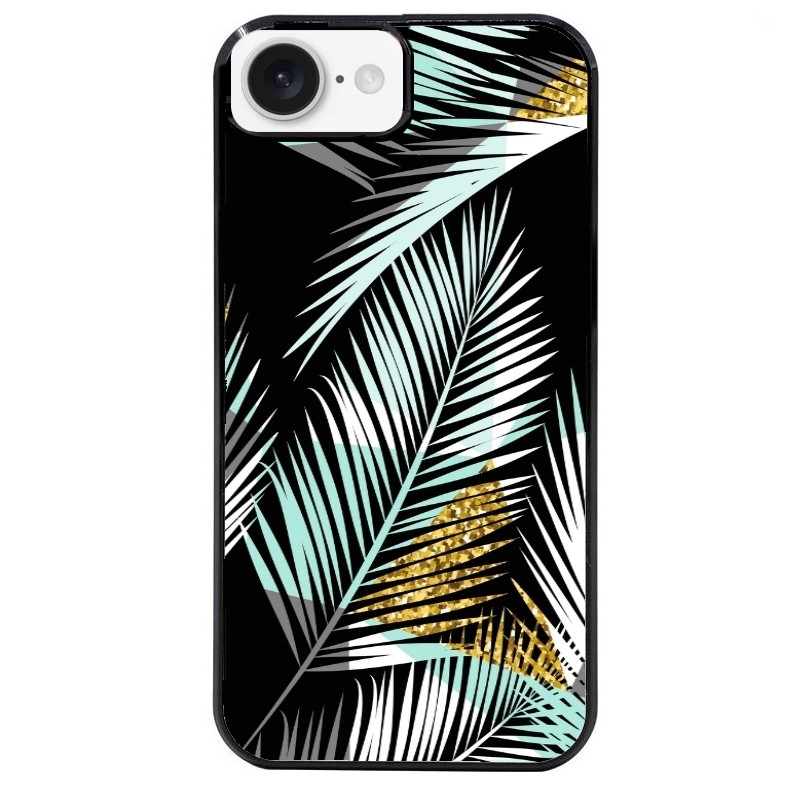 Coque noire taperso pour Iphone 16 16E PLUS MAX PRO avec motif palmier noir protection antichoc personnalisée