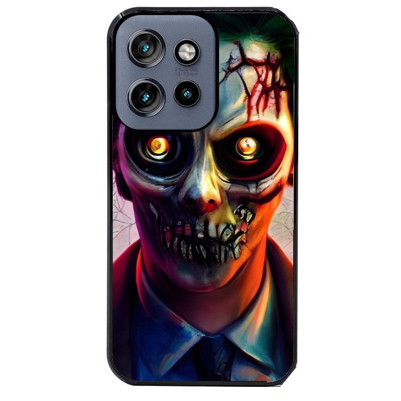 Coque noire taperso pour Moto Edge 60 et Neo Fusion Pro motif joker style zombie protection antichoc personnalisée