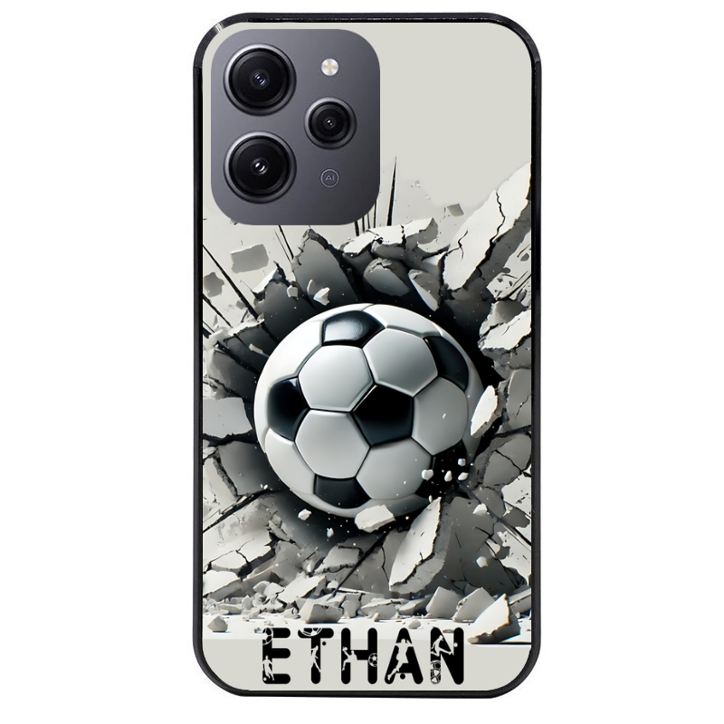 Coque noire taperso pour Redmi 12 4G et 5G avec motif foot beton personnalisee protection antichoc personnalisée