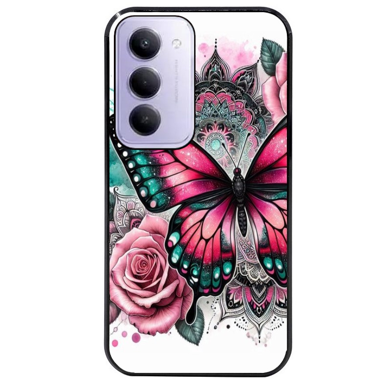 Coque noire taperso pour Redmi 15 4G et 5G avec motif papillon rose protection antichoc personnalisée