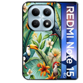 Coque noire taperso pour Redmi Note 15 et PRO PLUS 4G 5G avec motif perroquet tropical protection antichoc personnalisée
