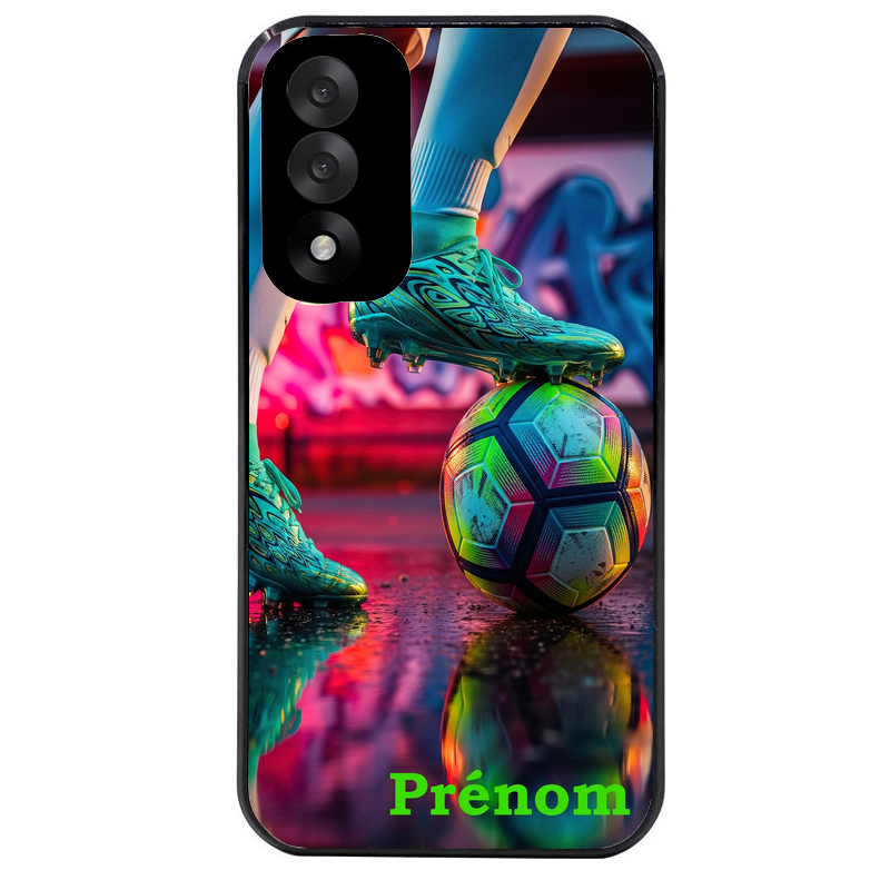 Coque noire taperso pour OnePlus Nord 5 avec motif foot controle personnalisee protection antichoc personnalisée