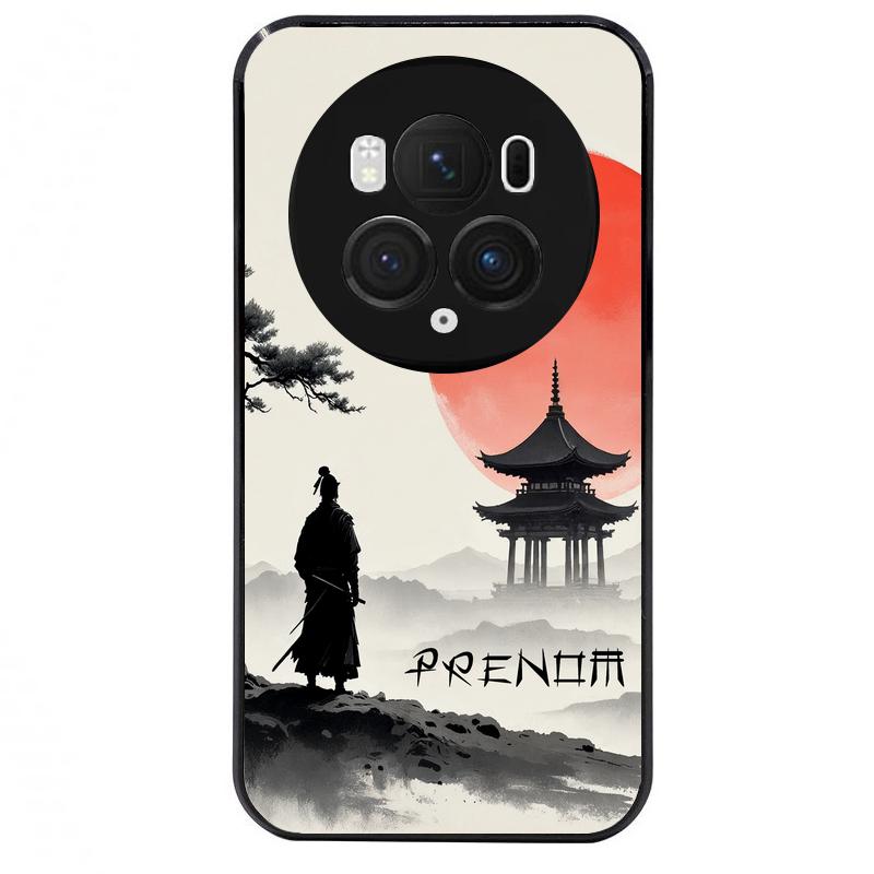 Coque noire taperso pour Magic 5 6 LITE et PRO avec motif samourai et temple personnalisee protection antichoc personnalisée