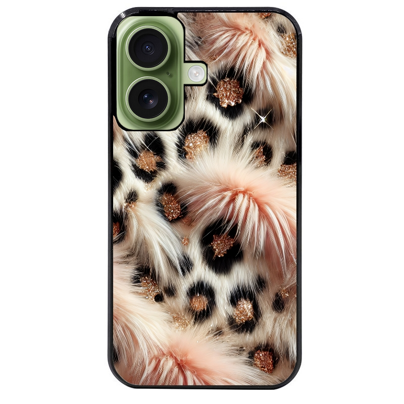 Coque noire taperso pour Iphone 17 17E AIR MAX PRO avec motif effet fourrure leopard 1 protection antichoc personnalisée