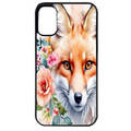 Coque noire taperso pour Moto E13 E14 E15 avec motif renard fox et fleurs protection antichoc personnalisée