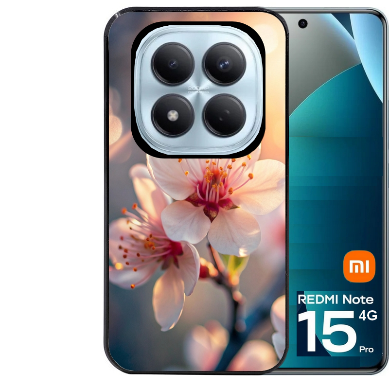 Coque noire taperso pour Redmi Note 15 et PRO PLUS 4G 5G avec motif fleur de cerisier protection antichoc personnalisée