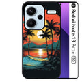 Coque noire taperso pour Redmi Note 13 PRO PLUS 5G avec motif hawaii palmier protection antichoc personnalisée