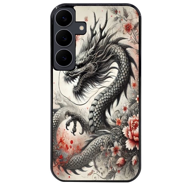 Coque noire taperso pour galaxy A06 A16 A26 A36 A56 avec motif dragon japan protection antichoc personnalisée
