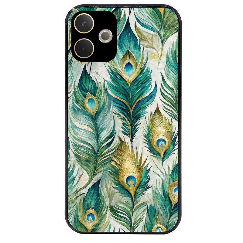 Coque noire taperso pour OPPO A5 PRO 4G et 5G avec motif paon plumes protection antichoc personnalisée