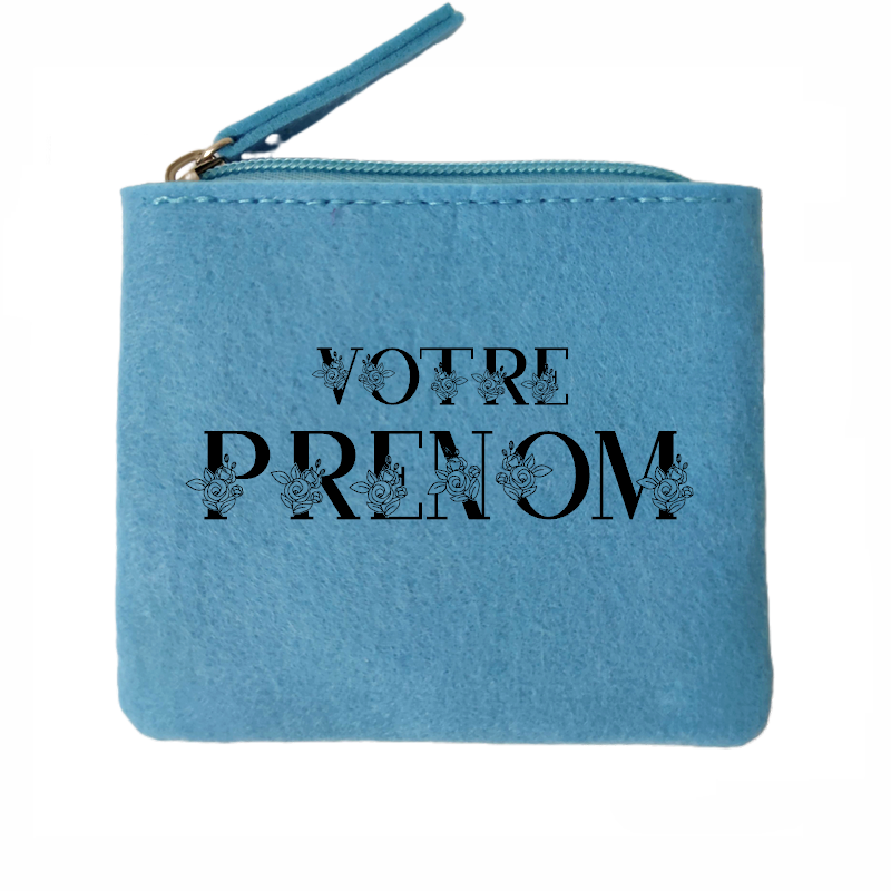 Porte monnaie personnalisé avec votre prenom floral en feutrine en feutrine
