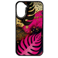 Coque noire taperso pour POCO C71 4G avec motif tropical rose et des fleurs protection antichoc personnalisée