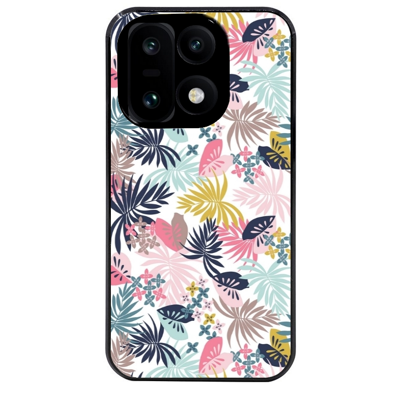 Coque noire taperso pour OnePlus 15 avec motif jungle et fleur rose protection antichoc personnalisée