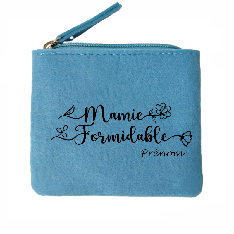 Porte monnaie personnalisé mamie formidable en feutrine en feutrine